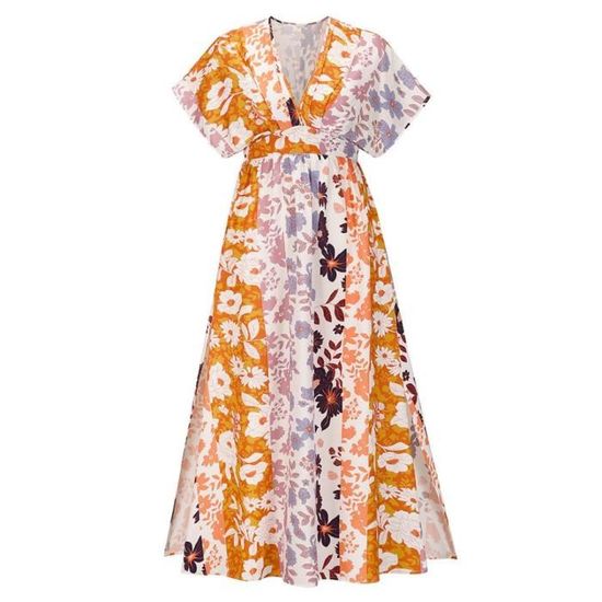 Robe Femme Worthington Imprimé Aquarelle - Col V Sans Manches - Taille 22W Plus - Occasion Très Bon État