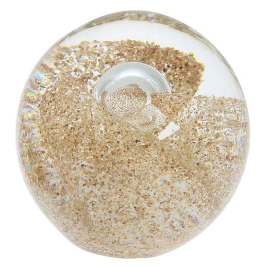 Presse-Papier Boule Verre Soufflé Vagues Océan Dorée - Décoration Bureau Et Aquarium
