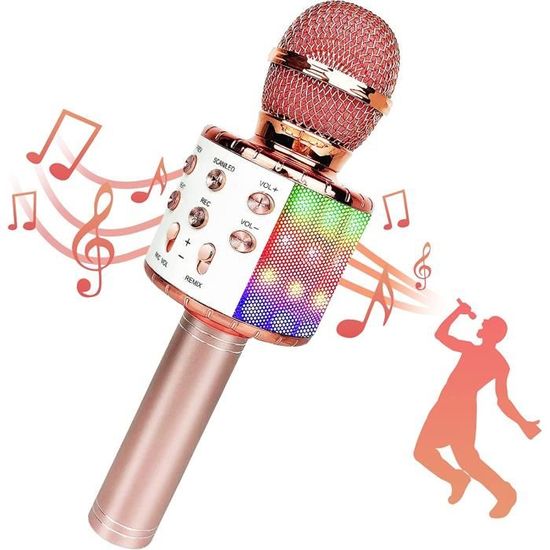Microphone sans Fil Karaoké, Microphone Bluetooth Portable Lecteur Karaoké avec Lumières LED pour Fête Chanter Idée Cadeau Enfants - Lecteur de carte - Achat & prix Microphone sans Fil Karaoké, Microphone Bluetooth Portable Lecteur Karaoké avec Lumières LED pour Fête Chanter Idée Cadeau Enfants - Lecteur de carte - Achat & prix