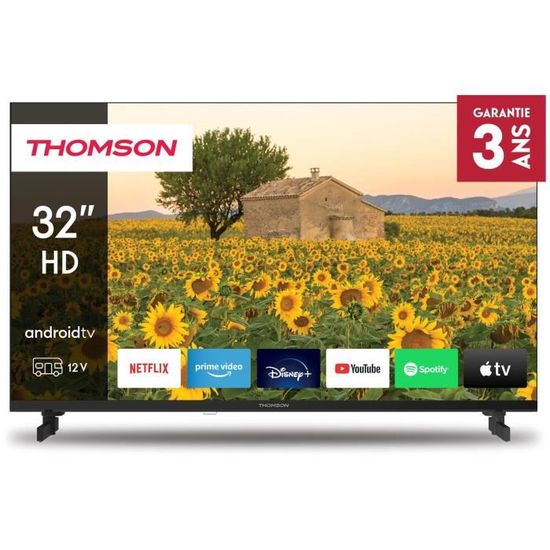 THOMSON 32HA2S13C - TV LED 32" (81 cm) - HD 1366x768 - Adaptateur 12V - Smart TV Android - 2x HDMI 1.4