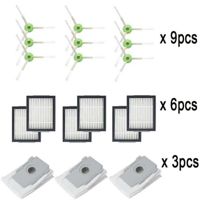 zh18pcs - Kit de remplacement pour aspirateur Robot iRobot Roomba i7 E5 E6 série I, sac à poussière, brosse r