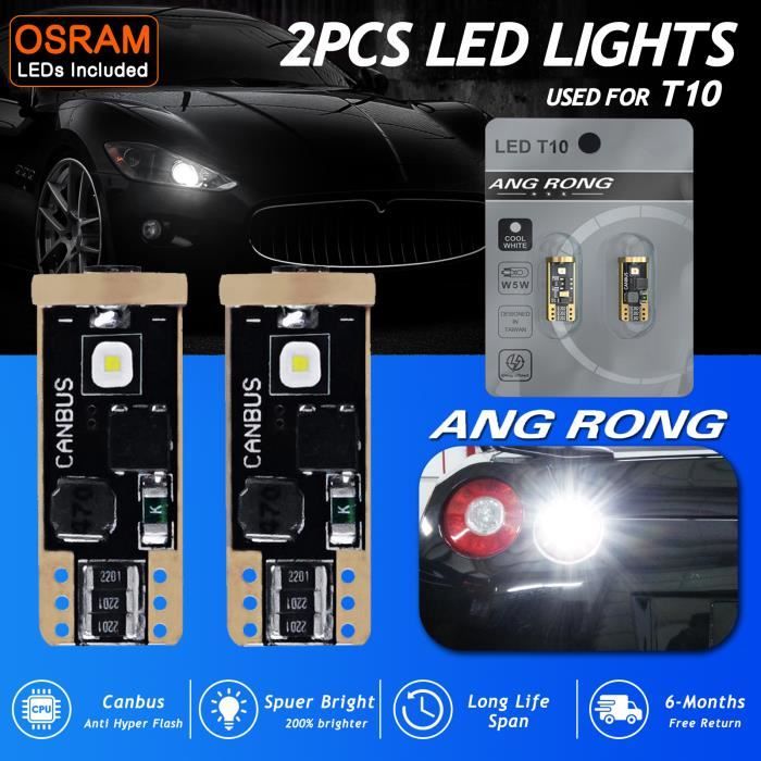 2x CANBUS 168 194 501 T10 W5W 501 ODB 3 SMD LED feu de stationnement Intérieur éclairage de plaque Blanc 6000k Xénon