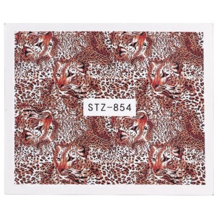 Nail Art - STZ-854 1 pièces imprimé léopard Nail Art autocollants décorations grand œil décalcomanies manucure transfert enveloppes