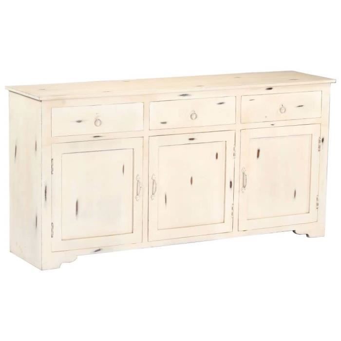 Buffet bahut armoire console meuble de rangement blanc 160 cm bois de manguier massif 4402184