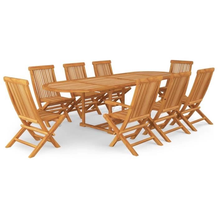 Haute qualité - Mobilier à dîner d'extérieur Salon de jardin 9 pcs Ensemble repas de jardin - Ensemble Table et Chaises Set bistrot