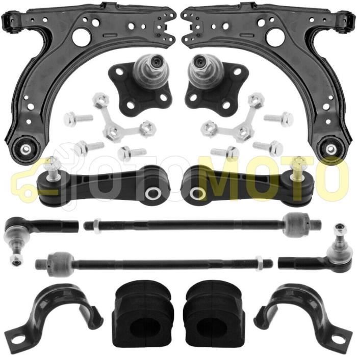 Kit bras de suspension avant compatible AUDI A3 8L VW GOLF IV 4 BORA composé de 12 pièces