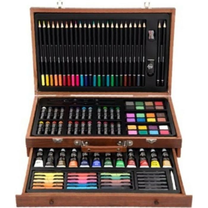 COFFRE BOIS MALETTE DESSIN PEINTRE PRO PROFESIONNEL LOISIR CREATIF CRAYONS PEINTURE CRAIES
