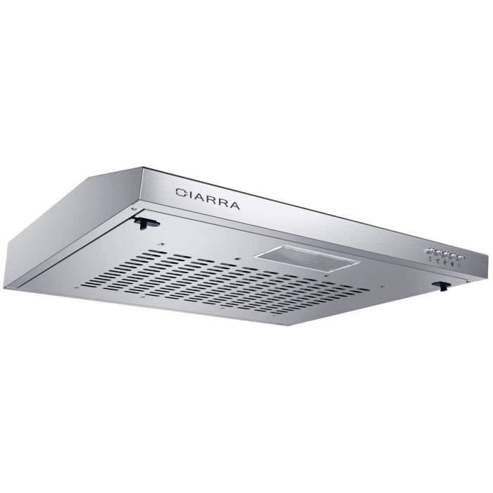 CIARRA CBCS6903 Hotte Aspirante 60cm Encastrable 3 Vitesses Extracteur d'air pour Cuisine Evacuation/Recyclage Inox [Classe énergéti
