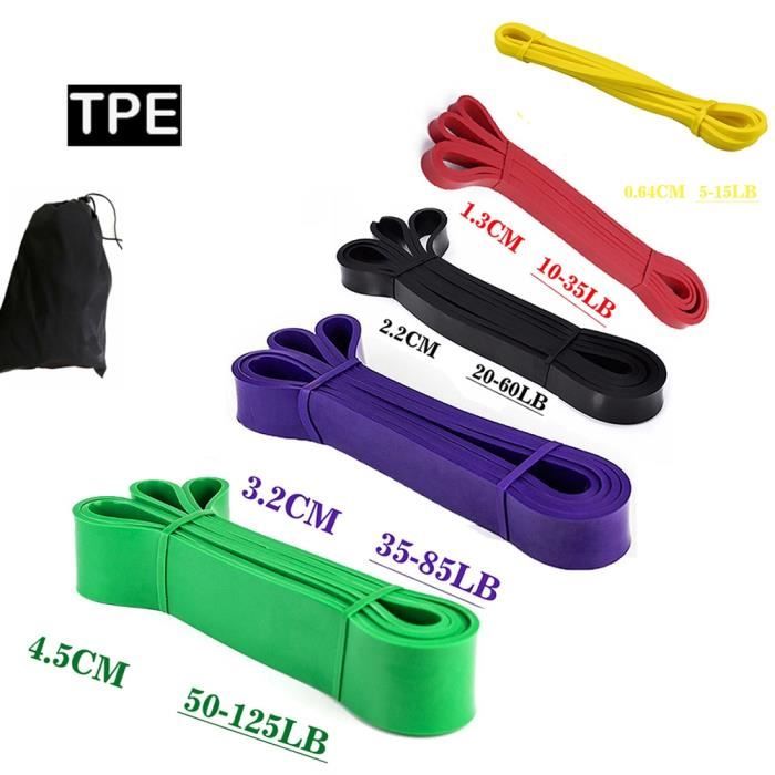 TPE set 5 COULEUR De en bandes de résistance 41 pouces caoutchouc, Elastiques de traction les muscles répandr