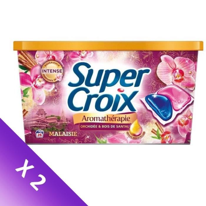 SUPER CROIX Lessive Duo-caps Aromathérapie Malaisie - 26 doses - Lot de 2