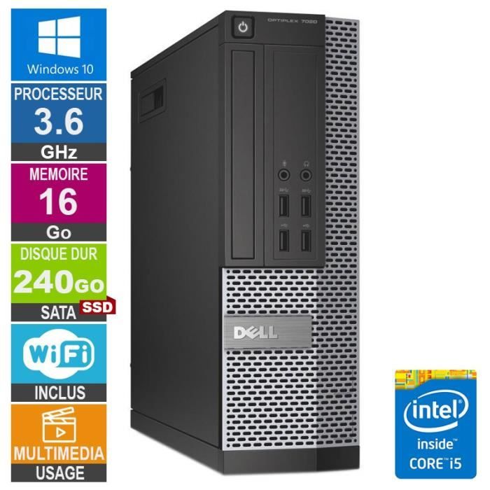 PC Dell 7020 SFF i5-4570 3.60GHz 16Go/240Go SSD Wifi W10