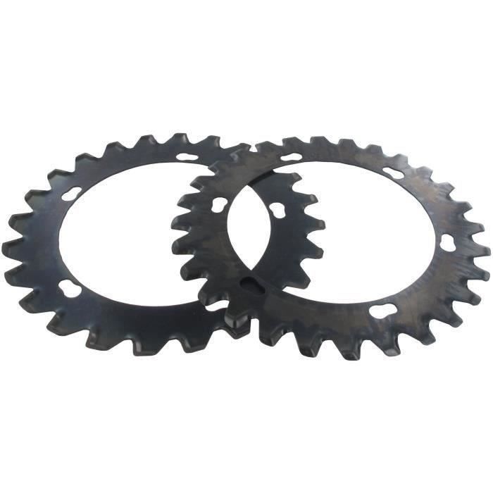 Jeu de 2 lames pour système de coupe à lames contre-rotatives avec lames supérieure 28 dents et lame inférieure 24 dents