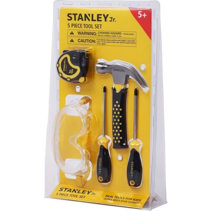 Stanley Jr - Set bricolage 1 (5 pièces) - Jeu d'imitation - Initiation au bricolage - Outils réel pour enfant