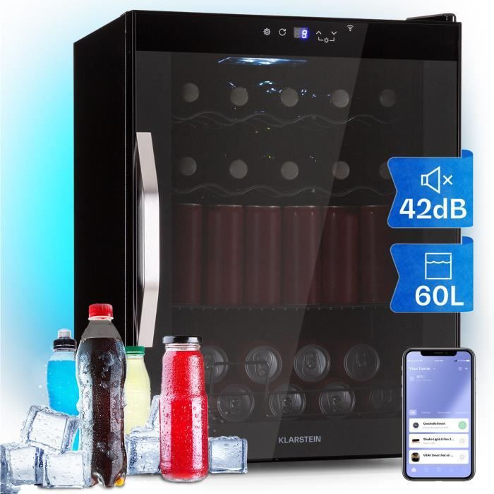 Réfrigérateur - Klarstein Coachella Onyx 60 - 60 L - WiFi - rétroéclairage - Noir