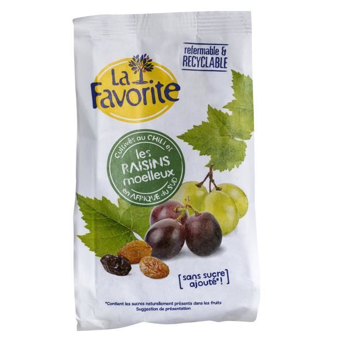 Mélanges de Raisins Moelleux en sachet de 250g La Favorite- CACAHUETES ET FRUITS SECS
