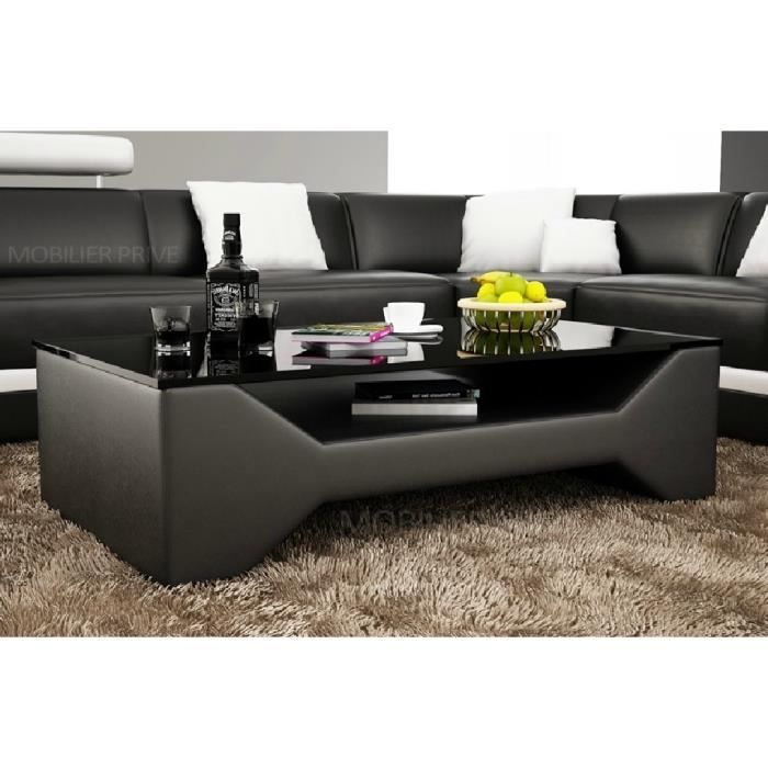 Table basse design - Noire - Vitre foncée - aux lignes tendances - 120x70x42 cm – LINA