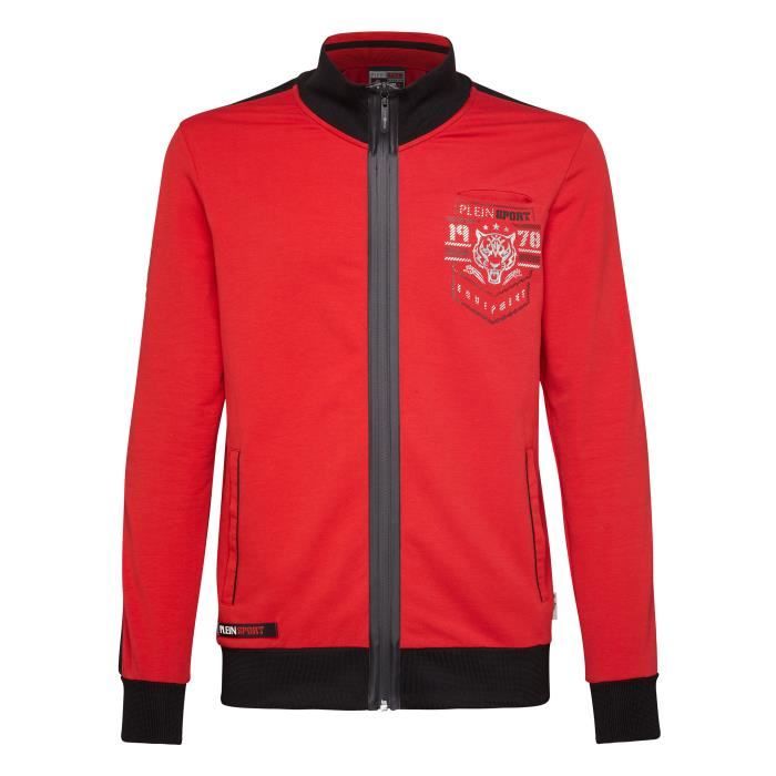 PLEIN SPORT Jogging Jacket - Red - For Men - édition -Big Heart- - Référence : MJB0493SJO001N13