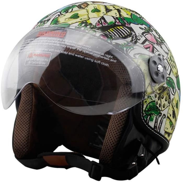 Cuir Casque Jet Moto Bobber Scooter Vespa Biker Vintage Pilot Retro Chopper (VertM) 210