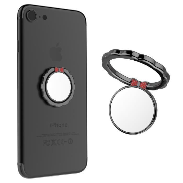 Anneau de retenue anti-chute, support téléphone pour tous les smartphones (Noir)