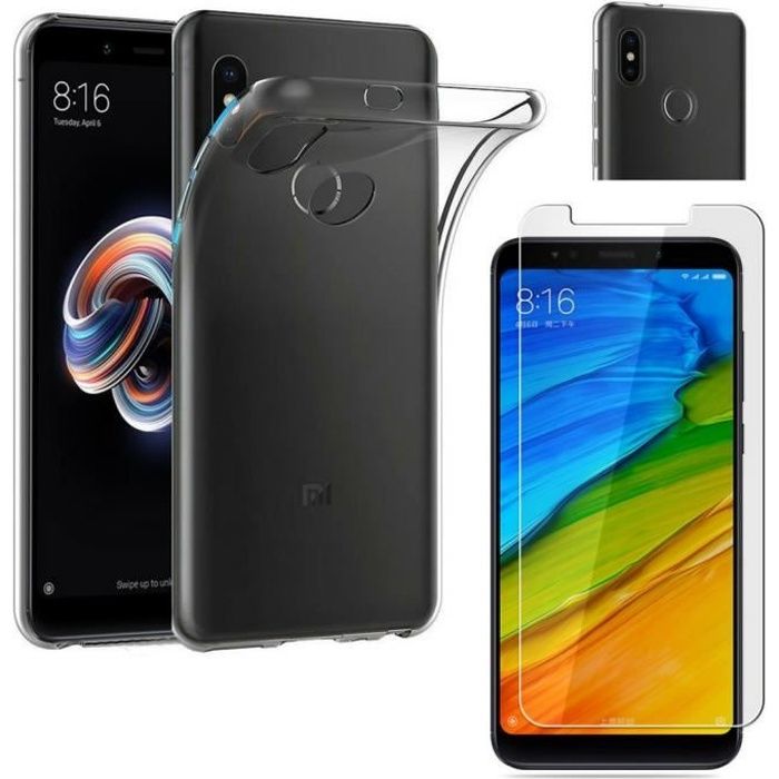 Coque Xiaomi REDMI NOTE 5 - Silicone Transparent + Verre Trempé Film Protection Ecran [Phonillico®]