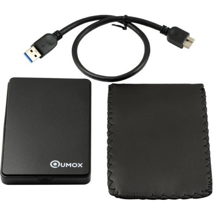 QUMOX USB 3.0 Boîtier externe disque dur 2.5- SATA HDD/SSD Hard Drive housse noire QH-16U3