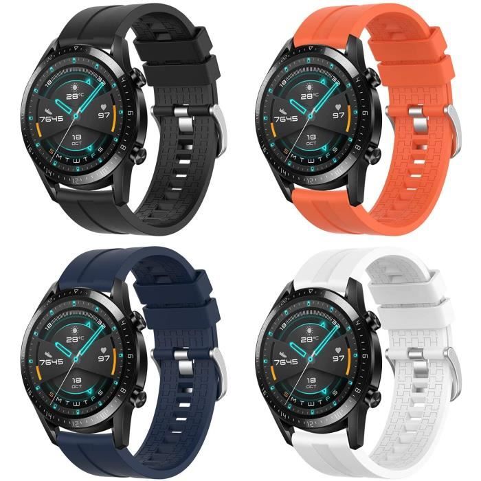 4 Pack Bracelet de Montre Galaxy Watch Active/Active2 /Galaxy Watch 4 40mm/44mm/41mm/20mm Bande de Silicone Sangle Bracelet