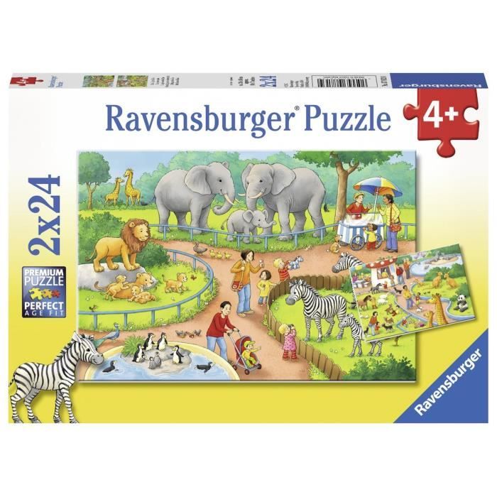 Puzzle 24 pièces 2 Puzzles - Un Jour au Zoo