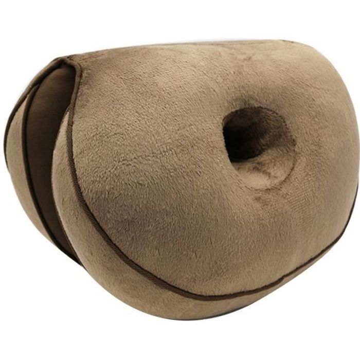 Coussin de siège Coussin orthopédique en mousse à mémoire de forme pour douleurs sciatique coccyx et hanche - café