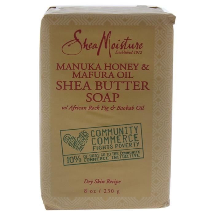 Shea Moisture Savon au Miel de Manuka & Beurre de Karité à lHuile de Mafura - Peau Sèche 8 oz Savon en pain Mixte