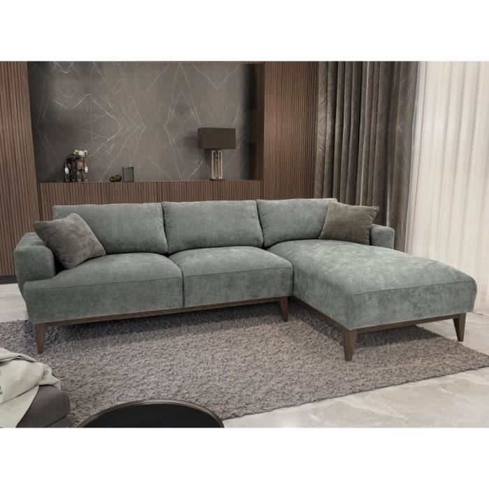 Canapé d'angle Gris Tissu Design