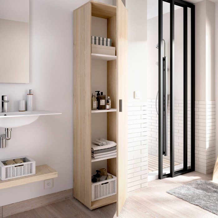 Dmora - Armoire multifonction Arrow 1 porte 39x35xh190 cm Chêne Panneau effet bois Dmora - Armoire multifonction Arrow 1 porte 39x35xh190 cm Chêne Panneau effet bois