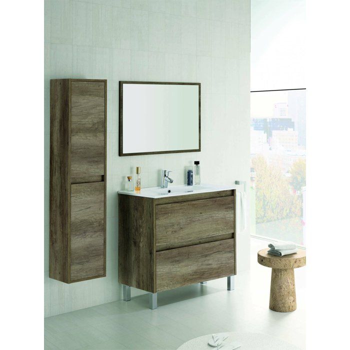 Meuble sous lavabo Djuwar - Dmora - Melaminè - Chêne 80x80h45 cm Meuble sous lavabo Djuwar - Dmora - Melaminè - Chêne 80x80h45 cm