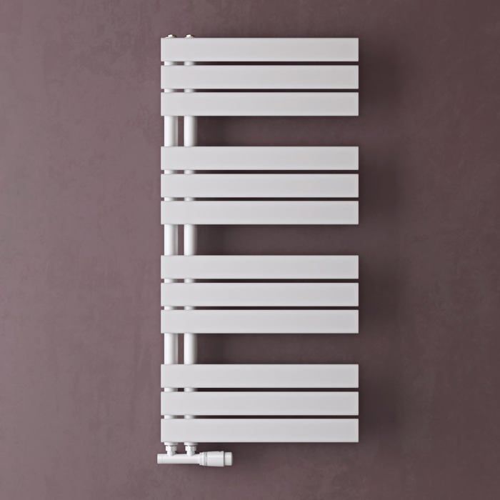 doporro Radiateur de Salle de Bain Sèche-Serviette 104x50cm Radiateur à Eau Chaude ou Électrique Blanc Sèche-Serviettes Design FN
