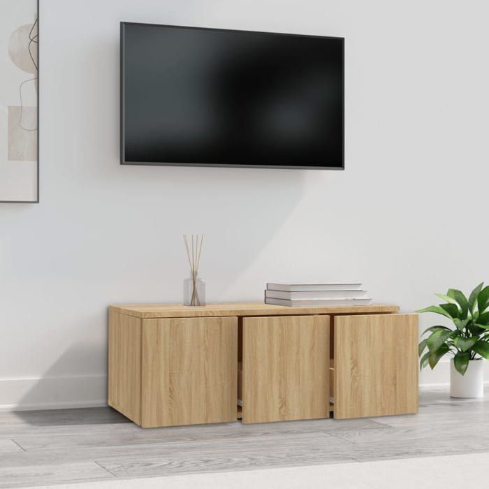 Meuble TV - Banc TV - Table TV - Chêne sonoma - 80x34x30 cm - Bois dingénierie T244