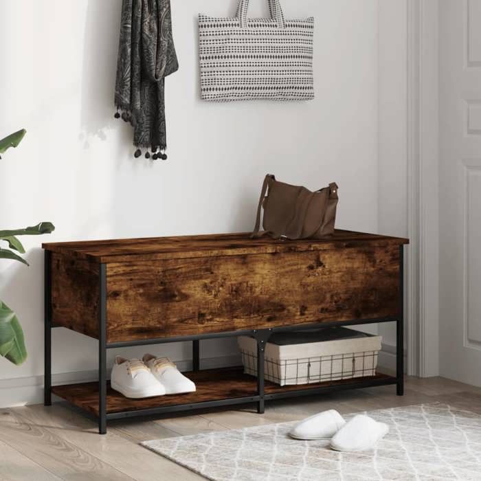 Banc de rangement GKK Pieds réglables chêne fumé 100x42 5x47 cm bois dingénierie @11190