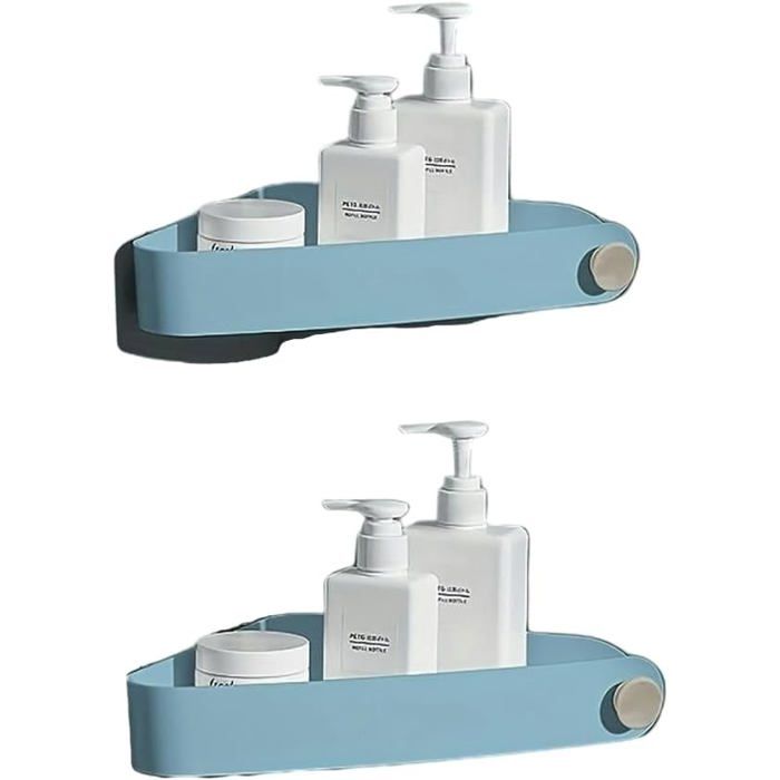 Étagère de douche - XVX - Lot de 2 - Plastique antirouille - Bleu clair - Montage sans perçage