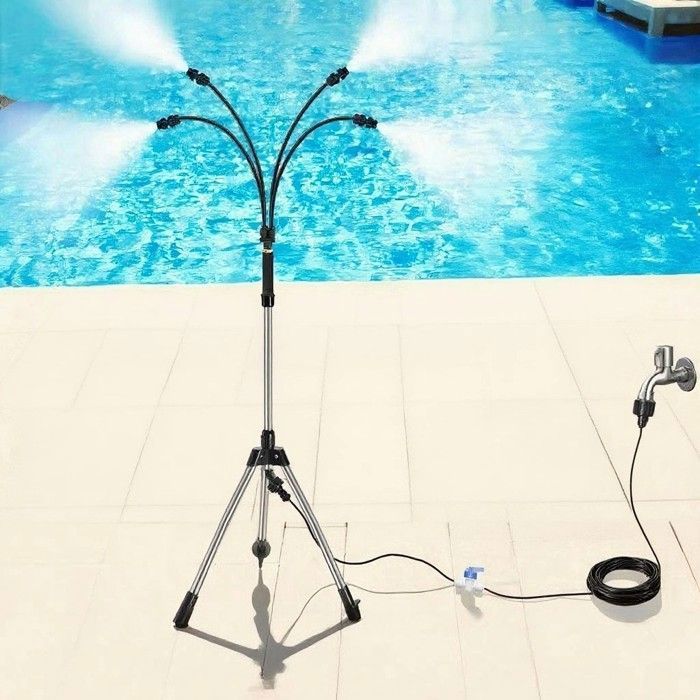 Système de brumisation portable pour extérieur avec base remplissable brumisateurs sur pied pour terrasse extérieure