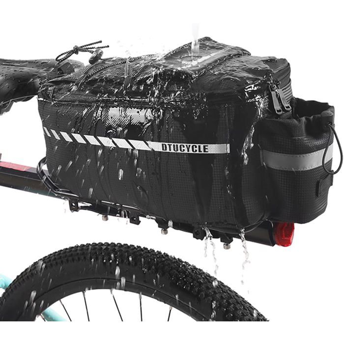Sacoche Vélo Arrière 12L Kytpyi Imperméable Avec Housse De Pluie - Porte Bagage VTT Vélo Électrique - Bande Réfléchissante