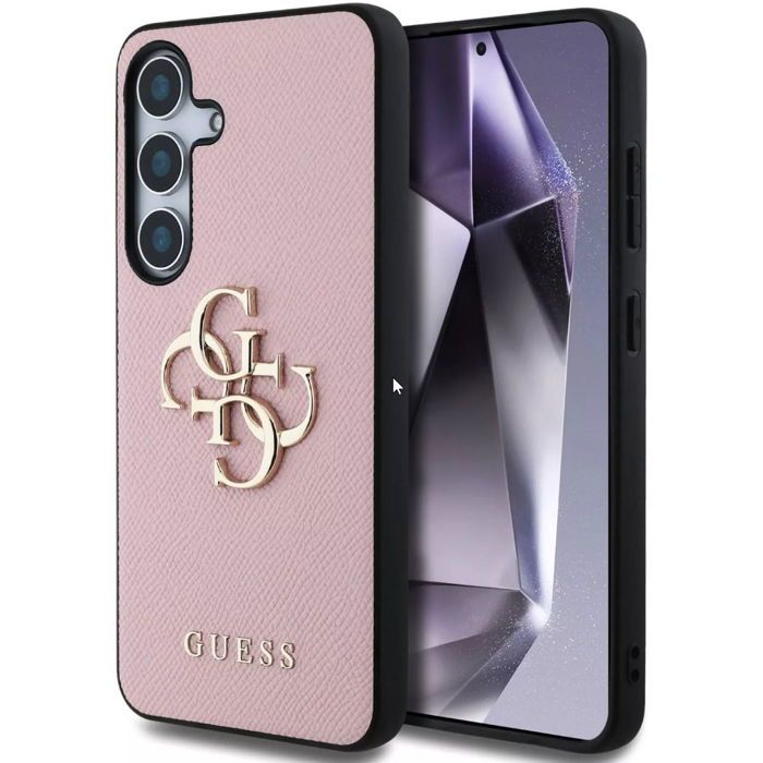 Guess Étui Grained Big 4G Logo Small Classic Logo pour Samsung Galaxy S25 Rose - vue 4