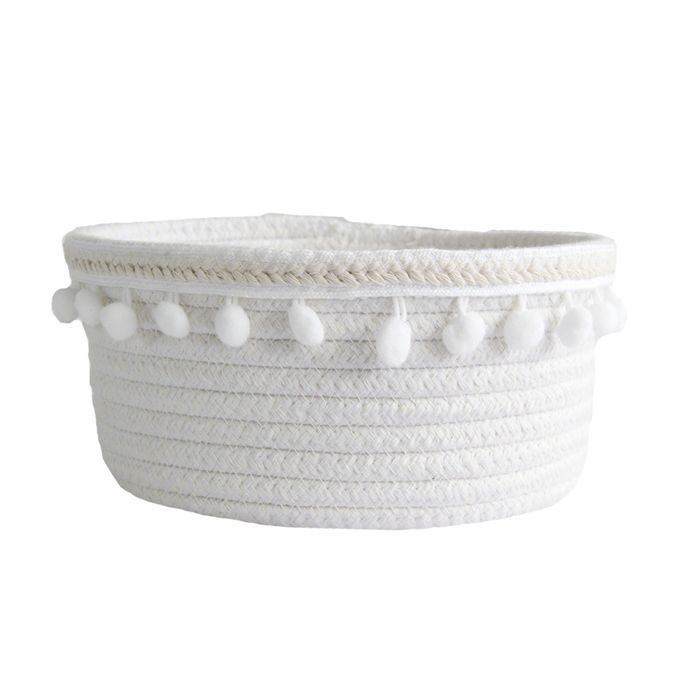 Petit panier de rangement rond en corde de coton 20 5x9 5 cm décoratif pour jouets enfants ou cadeaux chaussettes bébé sur table