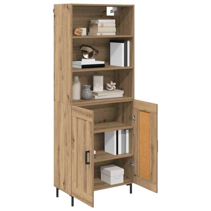 Haut armoire en bois dingénierie - vidaXL - Chêne artisanal - 69 5x34x180 cm - 2 portes - 120 kg max