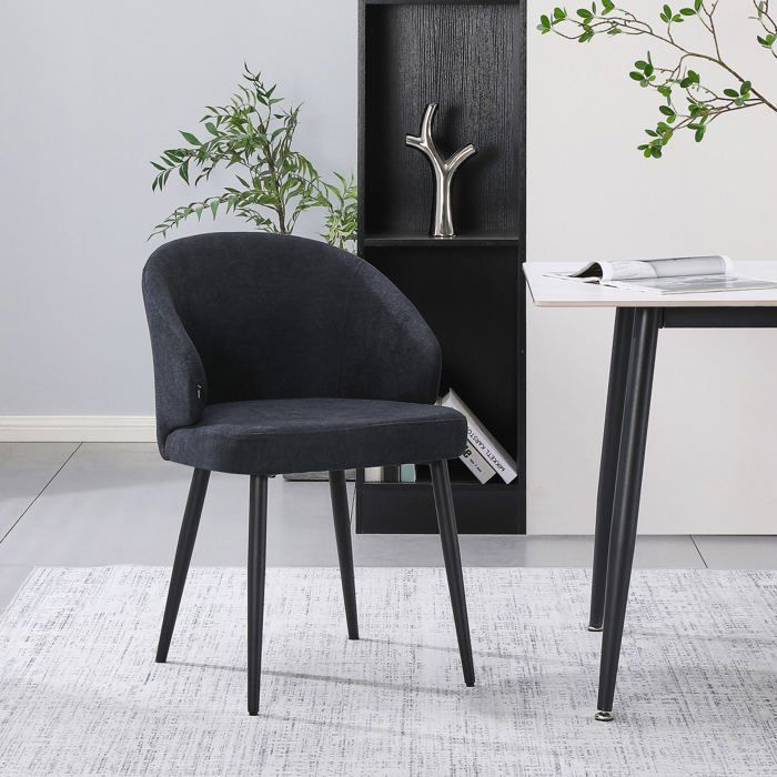 Chaise rembourrée – ATIBLLE – tissu tressé – gris graphite Chaise rembourrée – ATIBLLE – tissu tressé – gris graphite