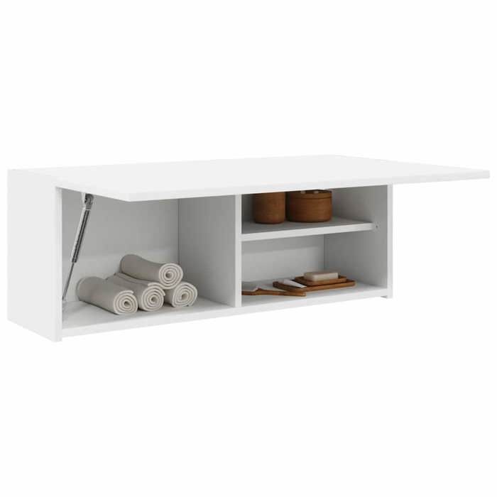 Armoire murale de salle de bain - WIENS - 80x25x30 cm - Blanc - Bois dingénierie - Résistant à lhumidité