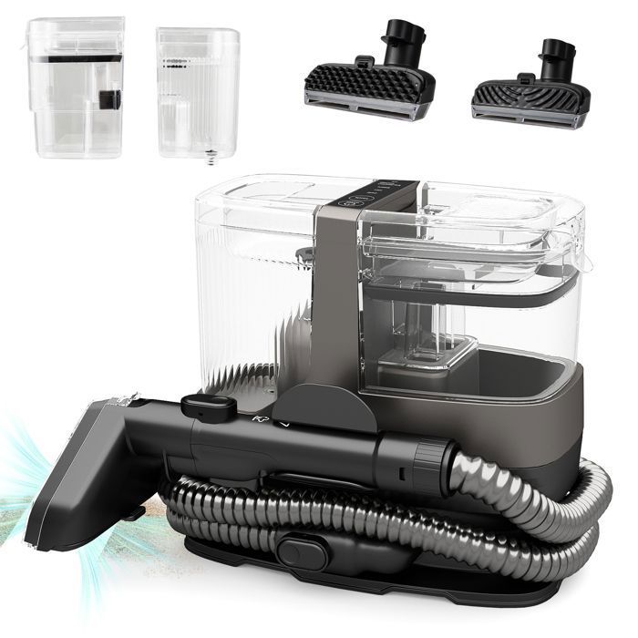 Nettoyeur de Tapis Portable 1800W COSTWAY-Eau Froide/ChaudeStérilisationVapeur-17 kPa-Réservoir 11 L-Tuyau 16 M-Brosses 2 en 1