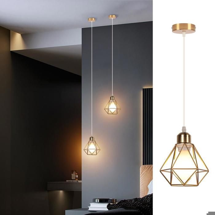 WOTTES 1 x Suspension Luminaire Industrielle Métal Lustre Plafonnier Ø16cm Cage Cuivre Lampe Style Vintage pour Couloir Bar