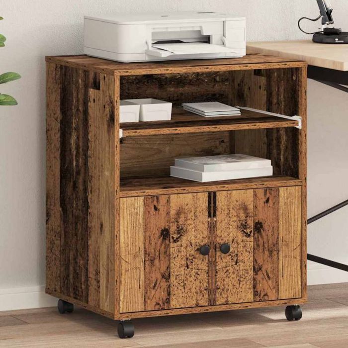 Caisson de bureau - desserte de bureau Vidaxl Support dimprimante avec stockage Bois ancien 60 x 48 x 74 cm