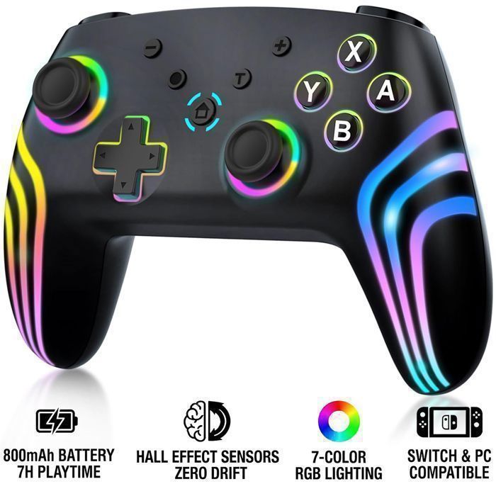 Manette Switch Sans Fil Joysticks et Gâchettes Effet Hall/Turbo/800mAh Gyroscope 6Axes Manette Bluetooth Pour Switch/NS2/OLED/PC