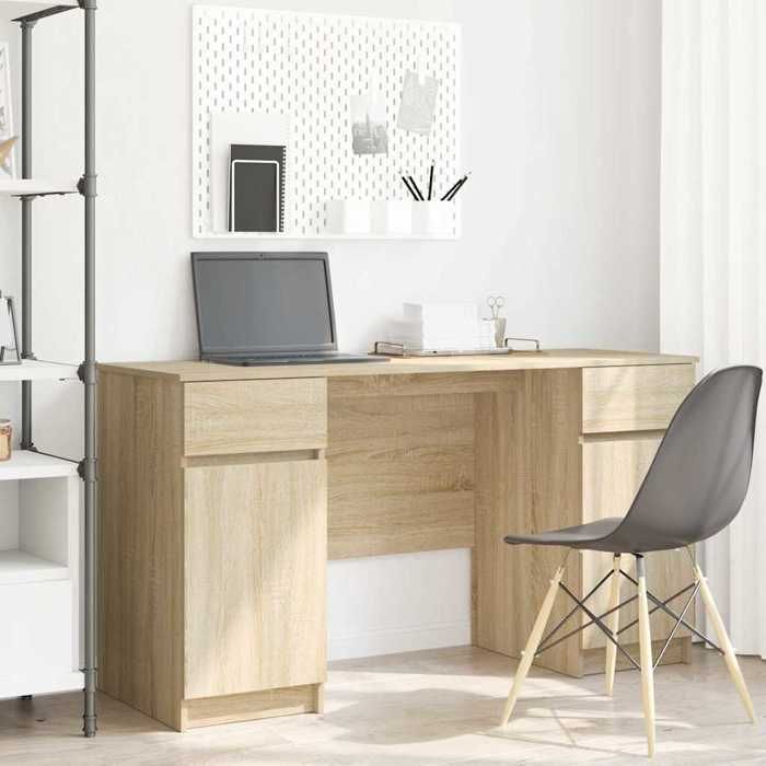 Best 2026 - BUREAU Beige KENNETH - 1 PCS - Table décriture Chêne sonoma 140 x 49 x 76 cm Bois dingénierie4864