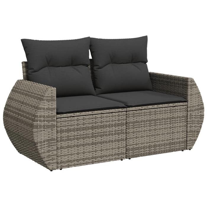 （SOLDES Dété）Canapé de jardin - SHIELD Canapé dextérieur - Pour jardin - 2 places avec coussins gris résine tressée 7422644