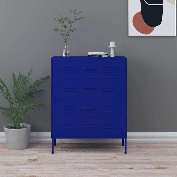 Buffet bas Bleu - Commode RANGEMENT - Bleu marine 80x35x101 5 cm Acier A14539
